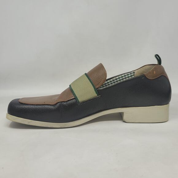 Miu Miu Shoes Mens 6.5 Brown Green Leather Colorblock Loafers Slip On Sporty main image 6
